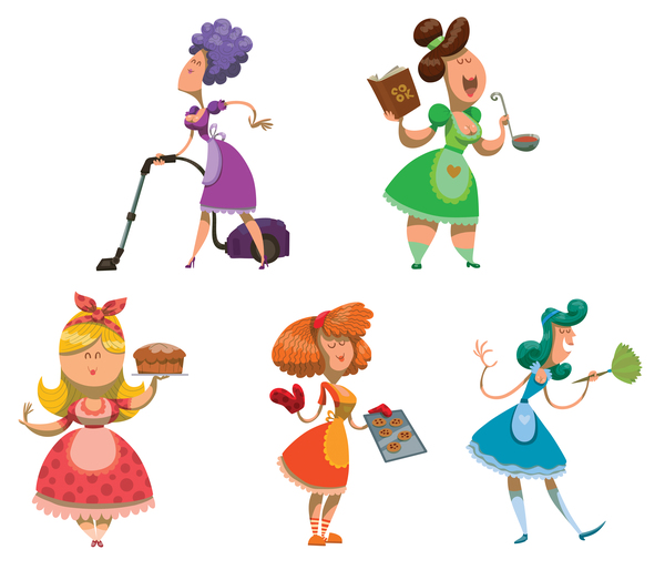 Set of housewives vector illustration