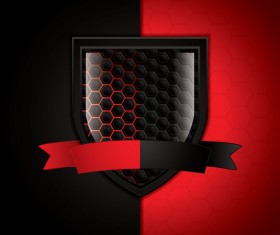 Shield with red and black metal background vector