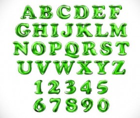 Shiny green alphabet with number vector