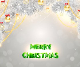 Silver christmas background with golden decor vector 01