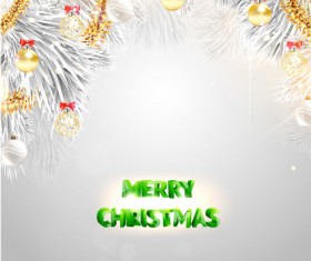 Silver christmas background with golden decor vector 02