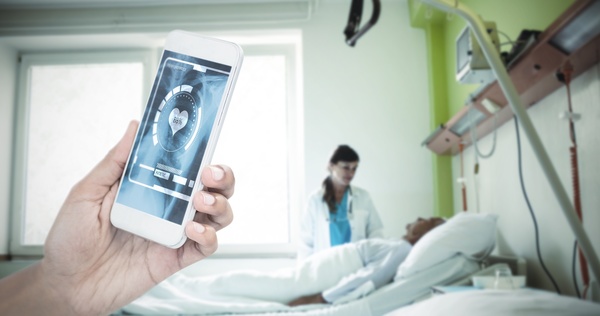Smart phones are used in medical applications Stock Photo 01