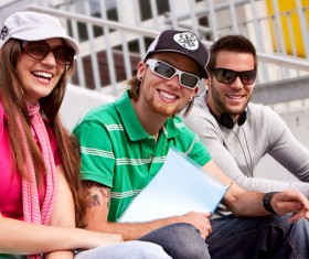 Smiling friends together Stock Photo 01