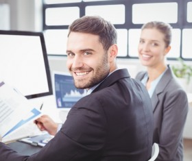 Smiling office worker Stock Photo