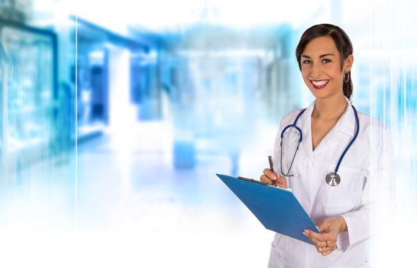 Smiling young female doctor Stock Photo