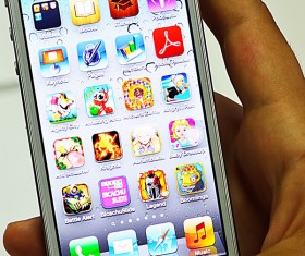 Social Media Apps on iPhone Stock Photo 01