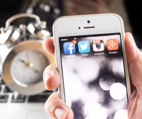 Social Media Apps on iPhone Stock Photo 02