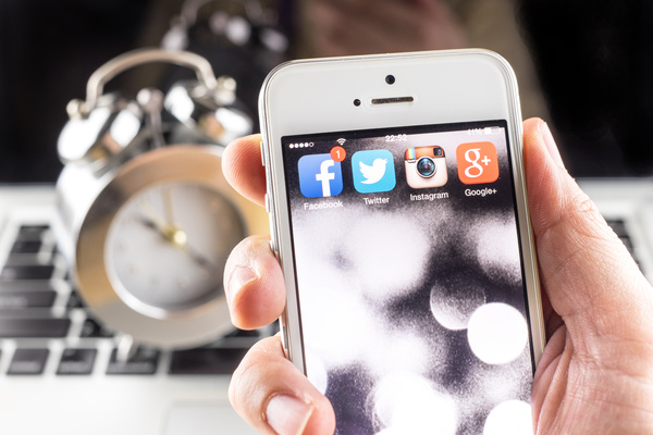 Social Media Apps on iPhone Stock Photo 02