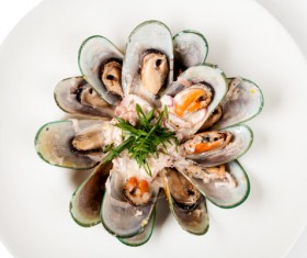 Steamed mussels Stock Photo 02