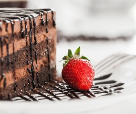 Strawberry brownie cake Stock Photo