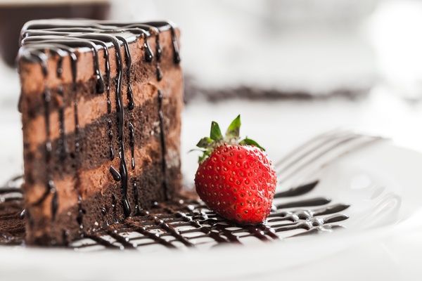 Strawberry brownie cake Stock Photo