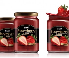 Strawberry jam jar package vector 01