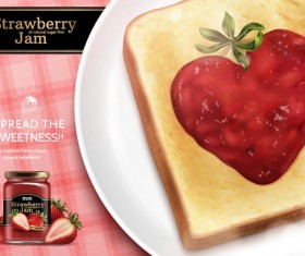 Strawberry jam with bread vectors