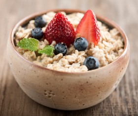Strawberry with instant oatmeal Stock Photo