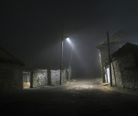 Street lights at night Stock Photo