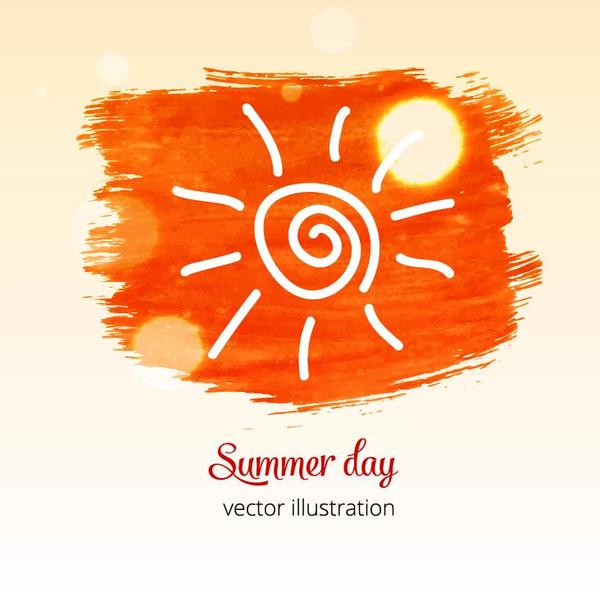 Summer watecolor illustration vector 01