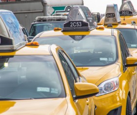 Taxi waiting for guests Stock Photo