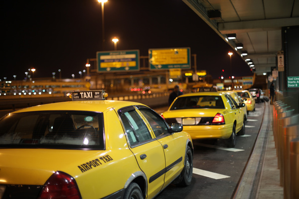 Taxi waiting for guests at night Stock Photo