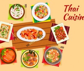 Thai cuisine design vector 01