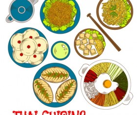 Thai cuisine design vector 02