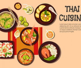Thai cuisine design vector 03