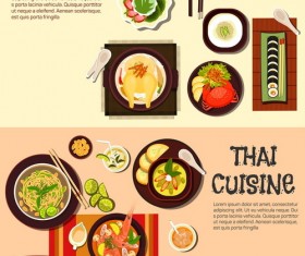Thai with korean food design vector 01