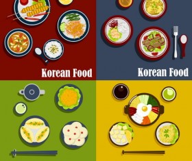 Thai with korean food design vector 02