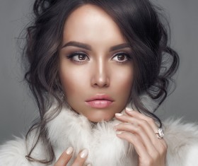 The girl who wears makeup wears fur coats Stock Photo 03