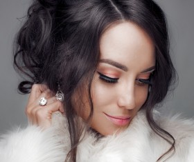 The girl who wears makeup wears fur coats Stock Photo 04