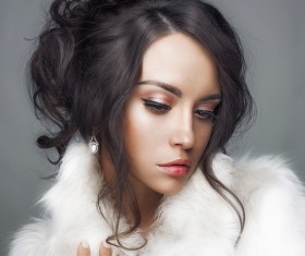 The girl who wears makeup wears fur coats Stock Photo 06