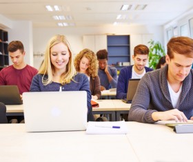 The students who use computers Stock Photo