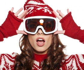 The woman with goggles Stock Photo