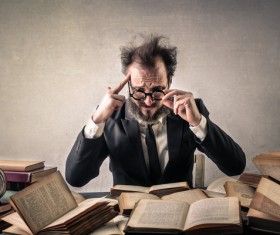 Tired scholar Stock Photo