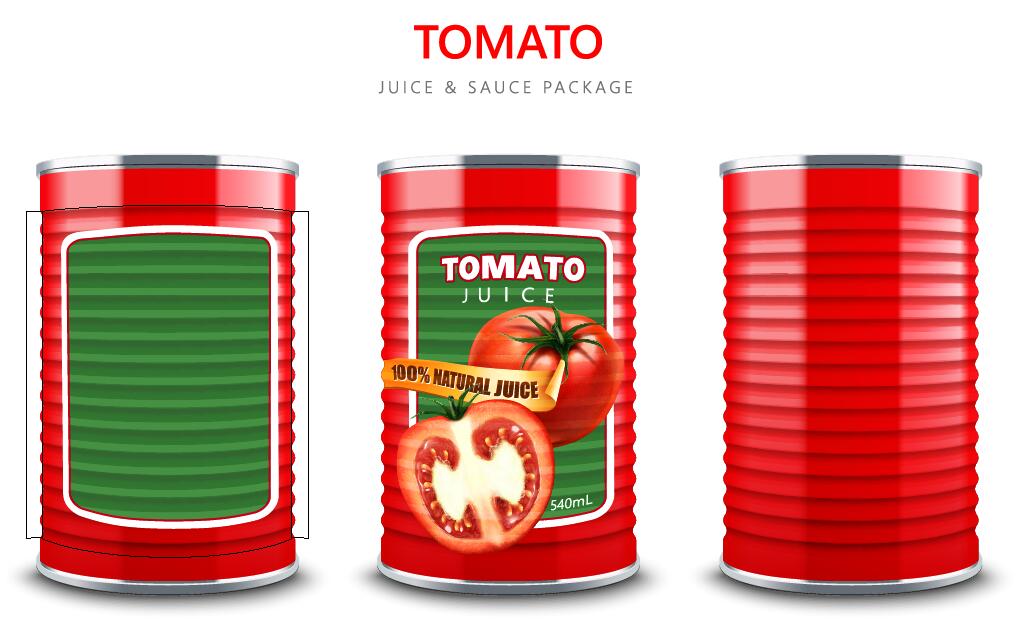 Tomato juice with sauce package vector material 01