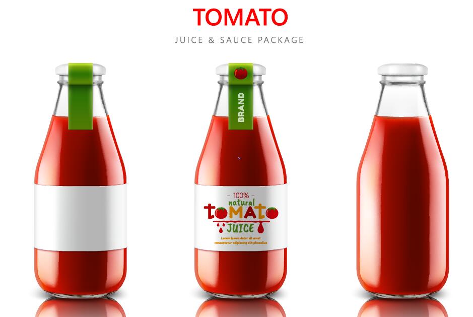 Tomato juice with sauce package vector material 02