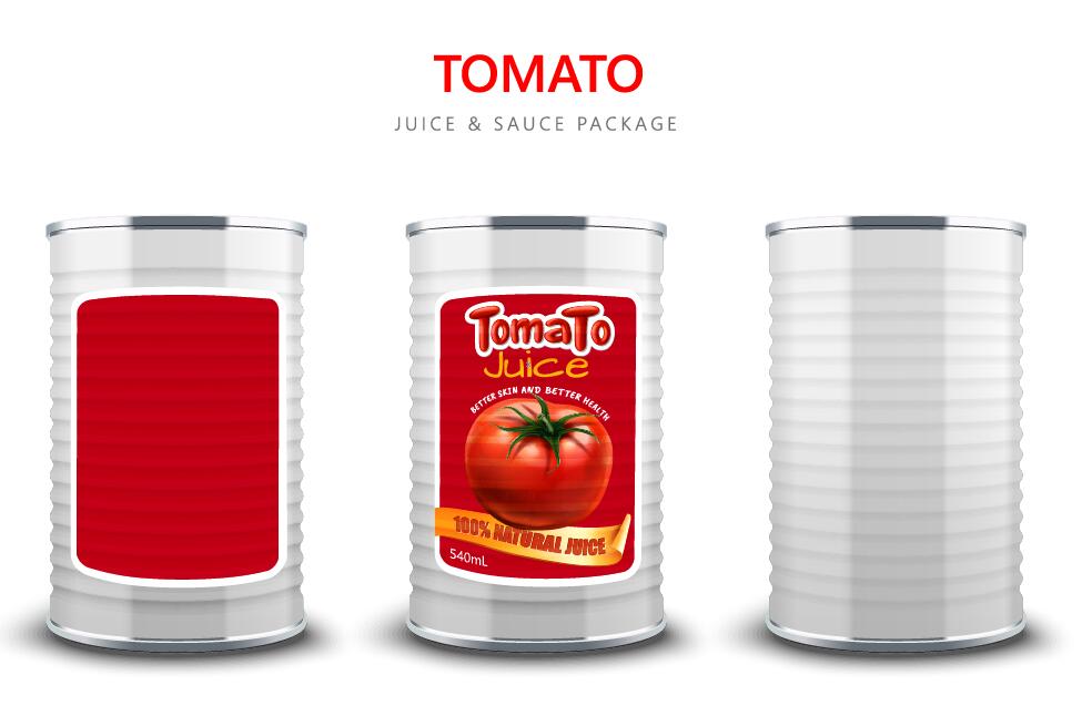 Tomato juice with sauce package vector material 03