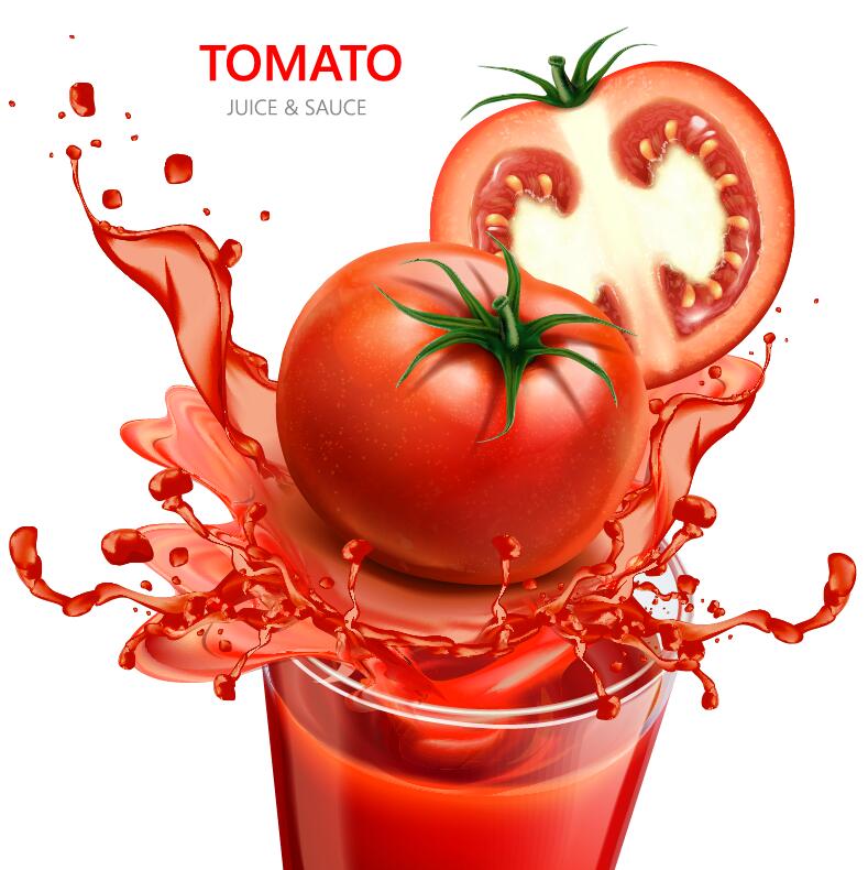 Tomato juice with white background vector design 02