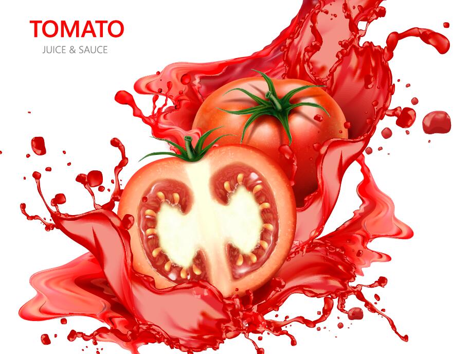 Tomato juice with white background vector design 04