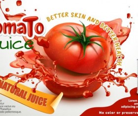 Tomato natural juice poster template vector 01