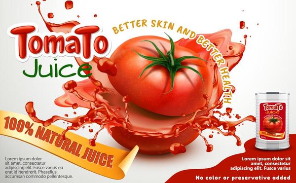 Tomato natural juice poster template vector 01
