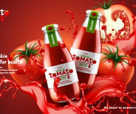 Tomato natural juice poster template vector 02