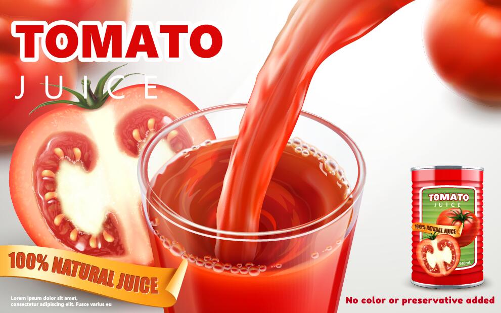 Tomato natural juice poster template vector 04