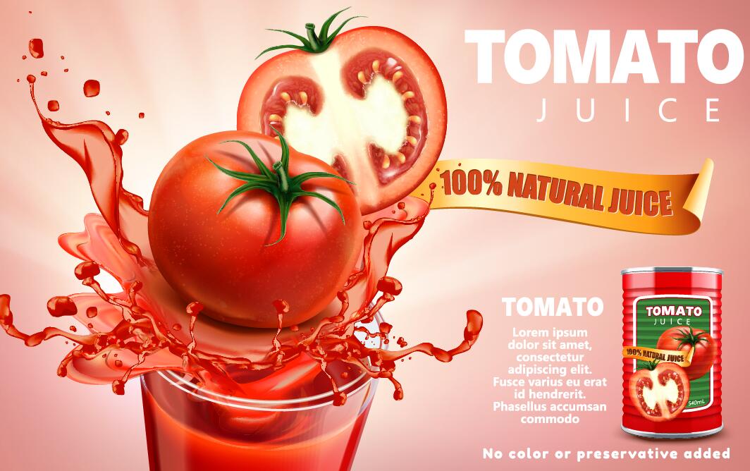 Tomato natural juice poster template vector 06