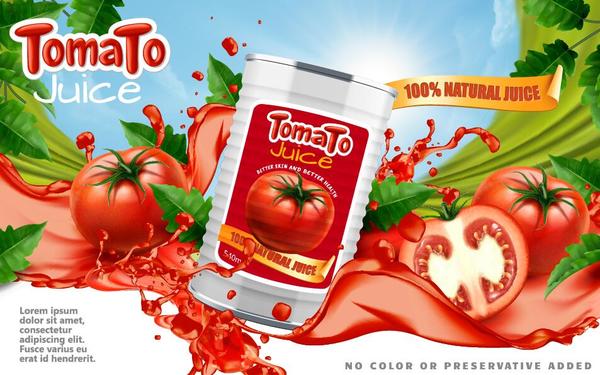 Tomato natural juice poster template vector 07