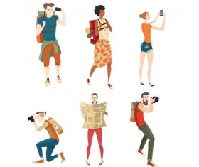 Travel people illustration vector set 02