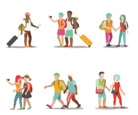Travel people illustration vector set 03