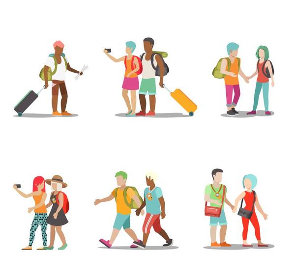 Travel people illustration vector set 03