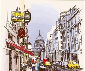 UK london painted sketch vector