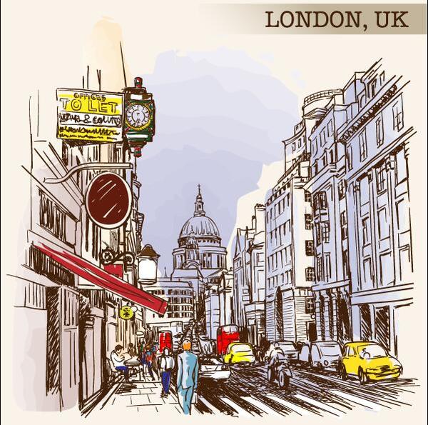 UK london painted sketch vector