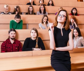 University lecturers and students in class Stock Photo
